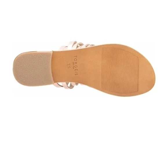 Gold color Multi Crossed Toe Loop Sandal - Picture 8 of 11